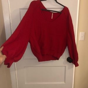 Red oversized crop sweater